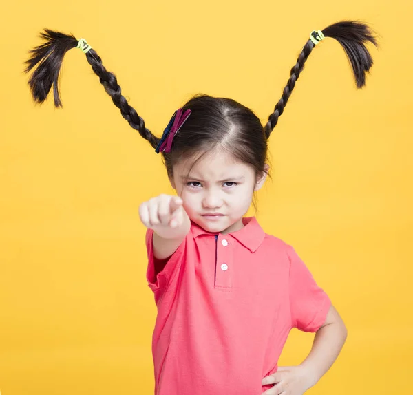 Nahaufnahme Wütendes Kleines Mädchen Gesicht — Stockfoto