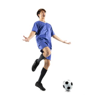 futbol oyuncusu olarak izole beyaz kutluyor