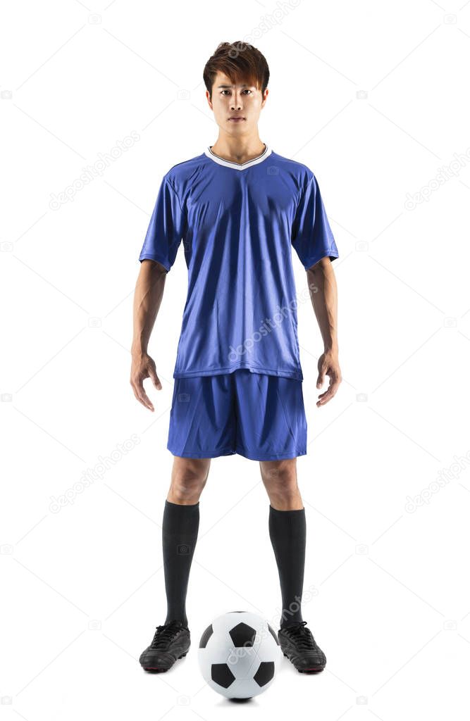 asian soccer football player young man standing
