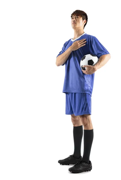 Ποδόσφαιρο Ποδόσφαιρο Player Νεαρός Άνδρας Στέκεται — Φωτογραφία Αρχείου
