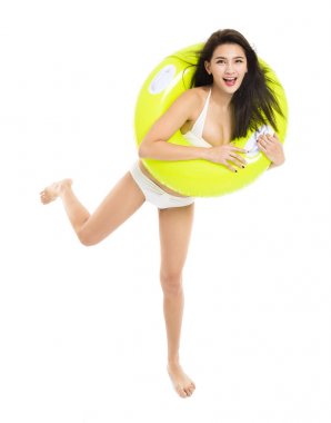 güzel genç kadın bikini ve dans