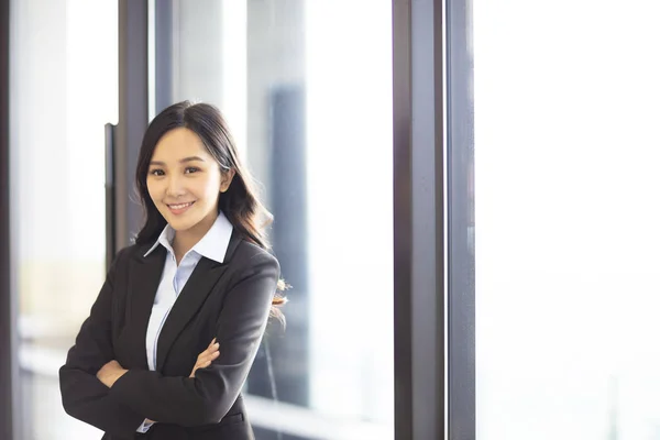 Young Business Woman Standing Office — Stock Photo, Image