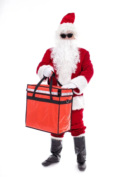 Babbo Natale consegna regali di Natale isolati su bianco — Foto Stock