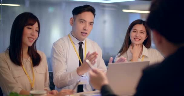 Asian Young Business People Working Office — Stok video