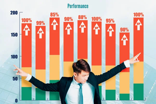 Young businessman with  business chart concept — 스톡 사진