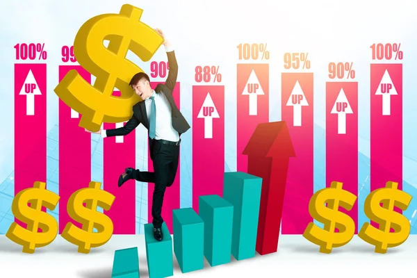 Jonge zakenman met business chart concept — Stockfoto