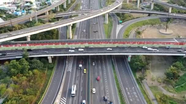 Flygfoto Över Highway Transport System Motorväg Utbyte Vid Kaohsiung Taiwan — Stockvideo