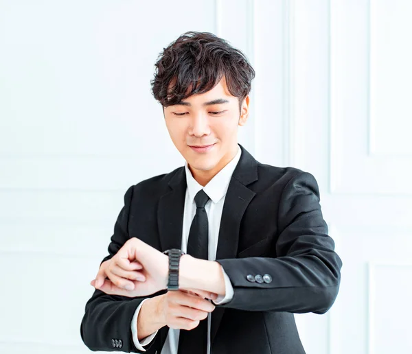 Business Man Looking Watch Office — Stock Photo, Image