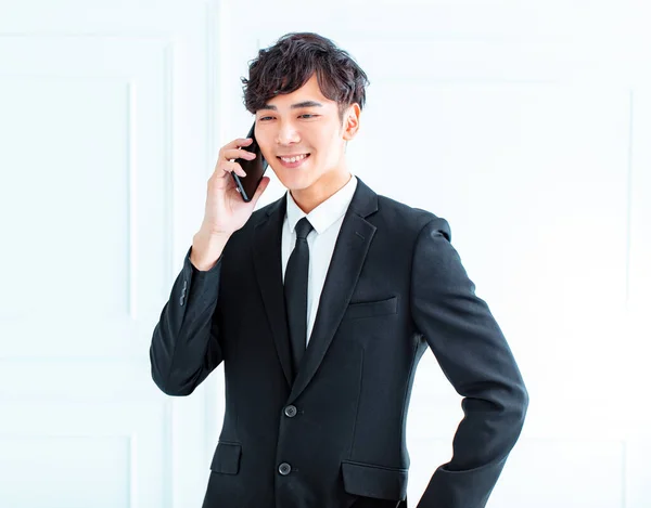 Young Business Man Making Phone Call Smartphone — Stock Photo, Image