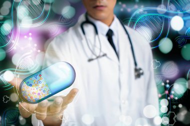 Doktor elleri bilim ve tıp kavramlarını gösteriyor