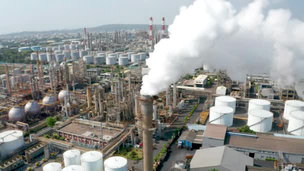 Vista Aérea Petróleo Gás Petroquímico Industrial Fábrica Refinaria — Vídeo de Stock