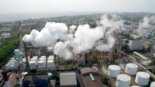 Letecký Pohled Ropa Plyn Petrochemický Průmysl Rafinérie Továrny — Stock video