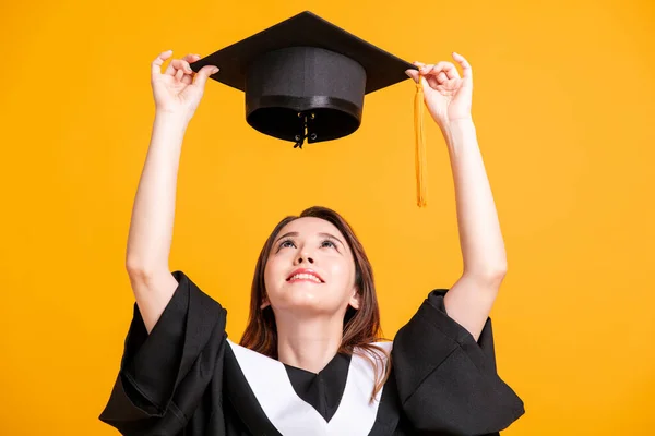 Beautiful Young Female Graduation Looking Graduate Cap — Stock Photo, Image