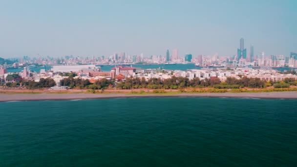 Vista Aérea Porto Litoral Cidade Kaohsiung — Vídeo de Stock