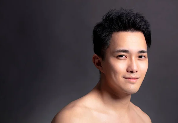 Closeup Attractive Young Asian Man Face — Stock Photo, Image