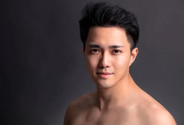 Closeup Attractive Young Asian Man Face — Stock Photo, Image