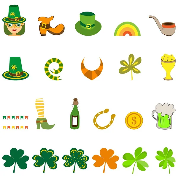 Set Traditional Characters Patrick Day White Background Your Design Stock — Stock Vector