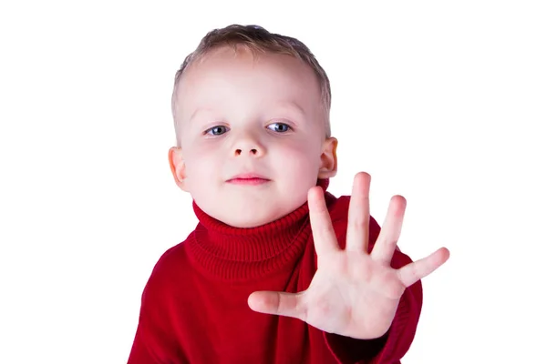 少年の親指ジェスチャー停止を示す — ストック写真