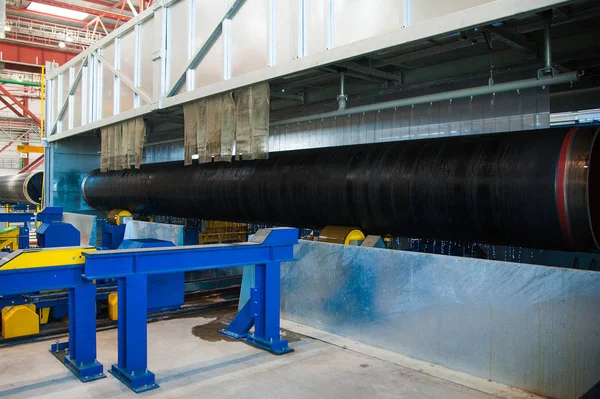 Vervaardiging Van Stalen Buizen Voor Onderzeese Gaspijpleiding Fabriek — Stockfoto