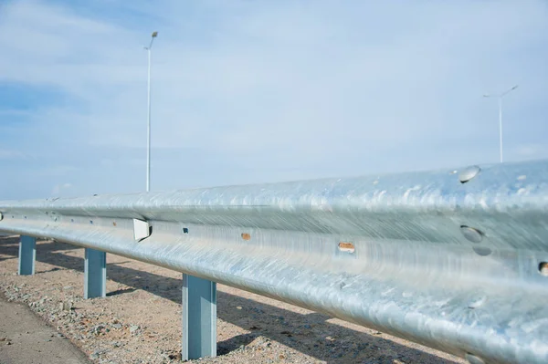 Barrier Guard Rail Designed Prevent Exit Vehicle Curb Bridge Moving — Stock Photo, Image