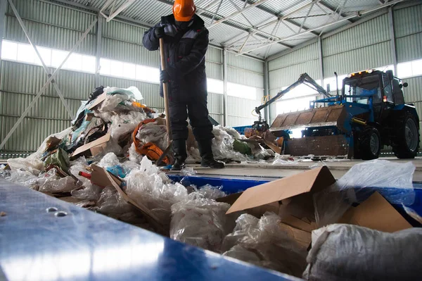 Waste Processing Plant Technological Process Recycling Storage Waste Further Disposal — Stock Photo, Image