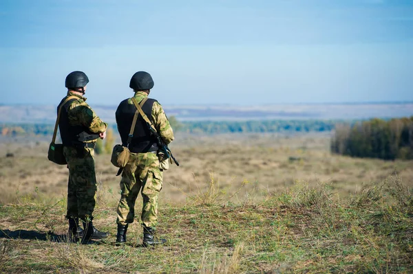 Soldaten Russischer Spezialeinheiten Mit Waffen Nehmen Militärmanövern Teil Krieg Armee — Stockfoto