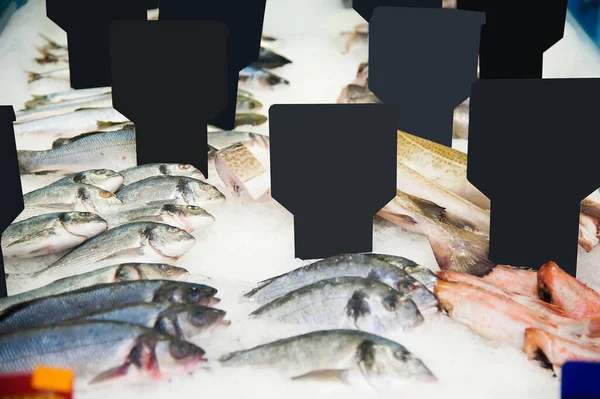 Rybí Masný Výrobek Polici Obchodě Hromada Ryb Ledu — Stock fotografie