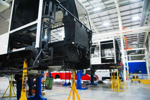 Technological line for the production of buses. Bus production manufacture