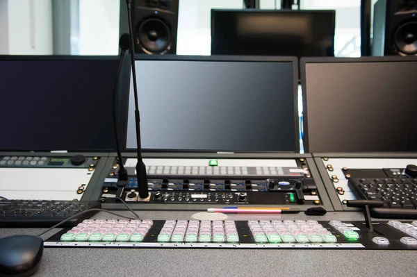 The control panel in the studio. Equipment in broadcasting