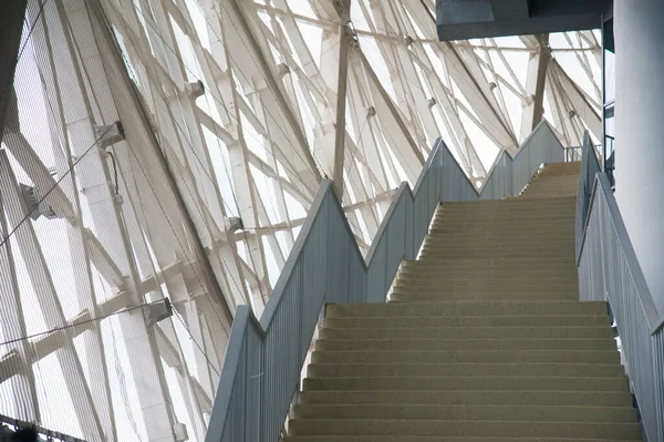Escalera Exterior Hormigón Con Pasamanos Acero Inoxidable Protección Contra Caídas —  Fotos de Stock