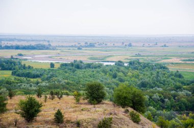 Orta Rusya 'nın geleneksel manzarası. Steppe, ormanlarla kaplı yüksek dağlar değil.