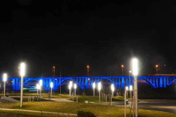 Пустой Городской Парк Людей Ночам Перфектная Ночная Подсветка — стоковое фото