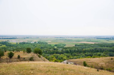 Orta Rusya 'nın geleneksel manzarası. Steppe, ormanlarla kaplı yüksek dağlar değil.