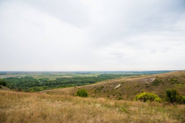 Orta Rusya 'nın geleneksel manzarası. Steppe, ormanlarla kaplı yüksek dağlar değil.