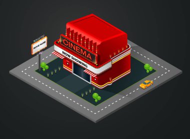 vektör izometrik sinema Binası