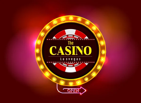 Casino signo neón vector de luz — Vector de stock