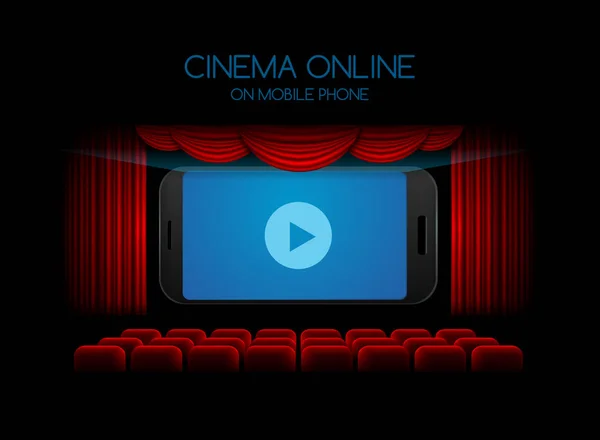 Cinema filme online telefone móvel — Vetor de Stock