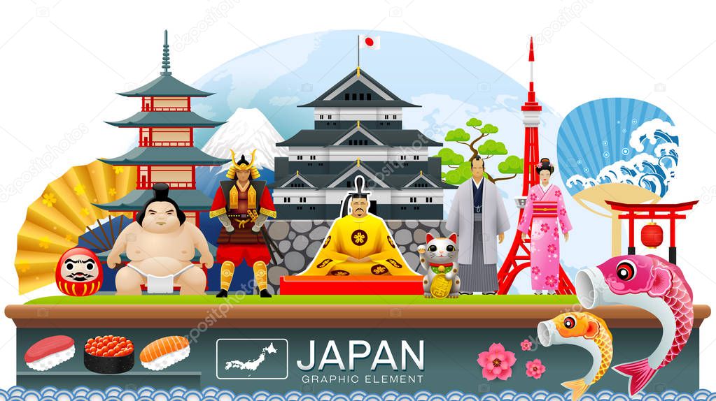 japan infographic travel place and landmark Vector Illustration