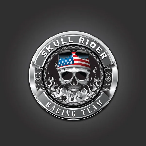 stock vector skull rider badge vector