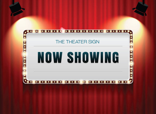 theater sign on curtain vector