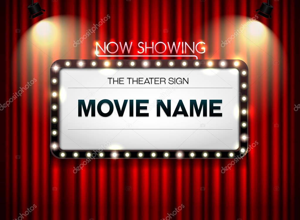 Theater sign on curtain vector