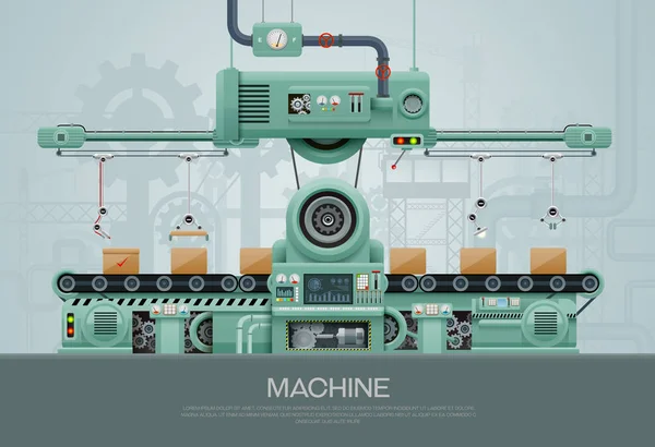 เครื่องจักรและการผลิตเวกเตอร์โรงงานเครื่องจักร — ภาพเวกเตอร์สต็อก