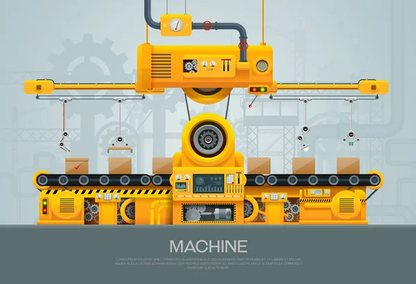 Máquina y fabricación maquinaria fábrica vector — Archivo Imágenes Vectoriales