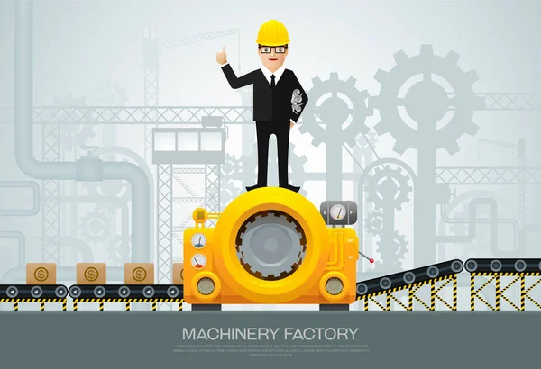 工业机器厂建筑设备工程 ve — 图库矢量图片