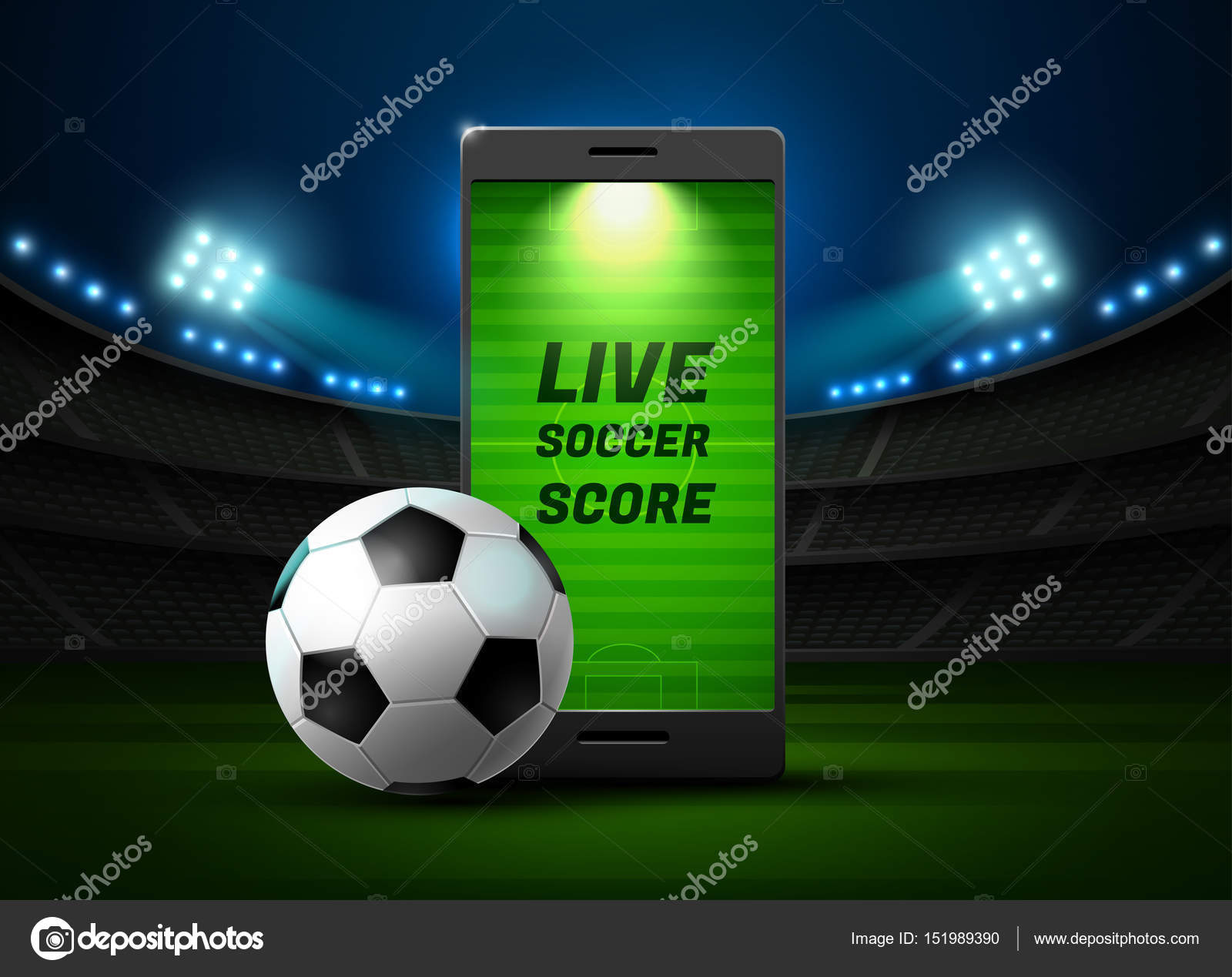 Futebol online. telefone móvel com bola de futebol de futebol e