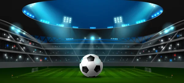 足球足球体育场聚光灯下矢量图 — 图库矢量图片