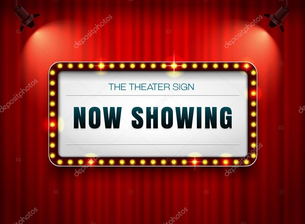 theater sign on curtain vector illustration