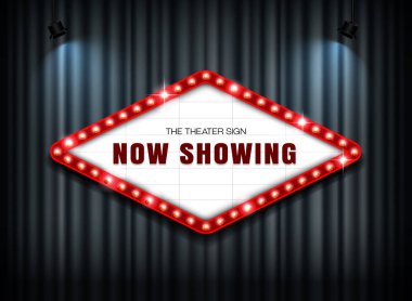 Tiyatro işaret üstünde perde spot vektör çizim ile