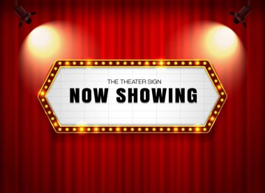 Tiyatro işaret üstünde perde spot vektör çizim ile