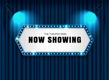 Tiyatro işaret üstünde perde spot vektör çizim ile